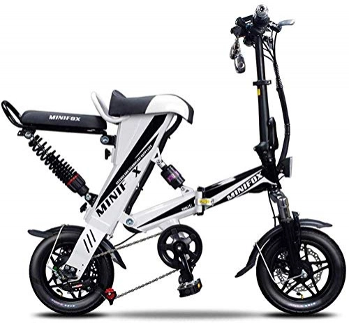 Electric Bike : June 250w Foldable Electric Bicycle Portable Electric Bicycle For Adults With High Carbon Steel Frame 36 V Lithium Battery Theft Remote Lock White, Red