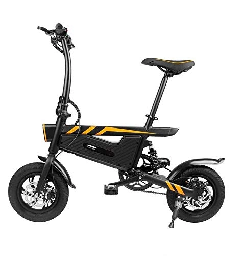 Electric Bike : June Foldable Electric Bike, Electric Double Disc Brake, 36 V, 250 W, 16 Inch Tires, 25 Km / H Lithium-ion Single-speed E-MTB Folding Bike, For Adults And Students, Black