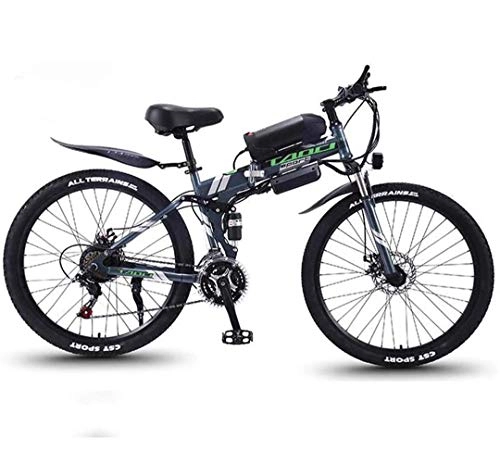 Electric Bike : JXH Folding Mountain Bike for Adult 36V 8AH Electric Mountain Bicycle And Dual Disc Brakes, with LED Display Eco-Friendly Bike for Urban Commuter, Gray