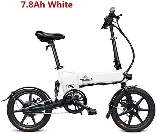 Electric Bike : kaige Folding Electric Bicycles, Adult 250W 7.8Ah Lithium Electric Bicycle With Front LED Lights QU526 (Color : Gray) WKY (Color : White)