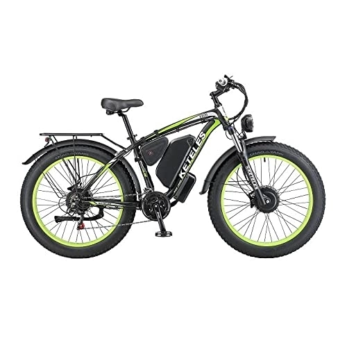 Electric Bike : Kinsella Electric Bicycle Dual Motor, Snow Bicycle Aluminum Alloy, 48V Fat Tire Moped 26 Inches