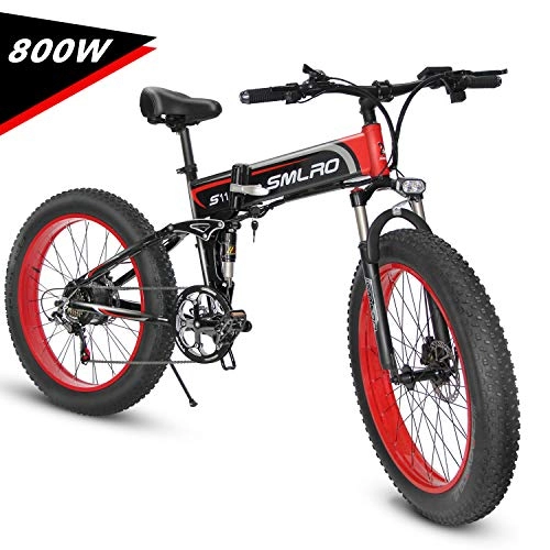 Electric Bike : KUDOUT Electric Bike, 800W 21 Speeds 48V 26 inch Fat Tire Mens Mountain E-Bike with Hydraulic Disc Brakes and LCD Display Folding EBike(Removable Lithium Battery) MX01