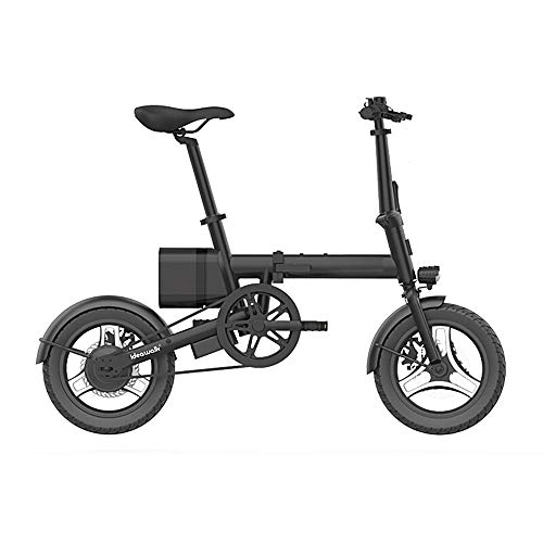 Electric Bike : L.B Folding Electric Car Lithium Battery Electric Bicycle Portable Power Generation Travel Small Battery Car Black 14 Inch