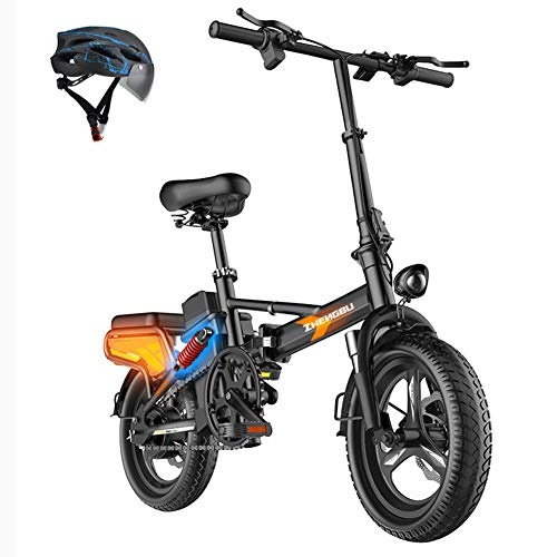 Electric Bike : L-LIPENG Folding Electric bike 400w Motor and 48v / 6ah Battery dual disc Brakesand Three Working Modes14 Inch Electric Bicycle with lcd Display Suitable for Adults and Teenagers with Assembly, 6ah 30km