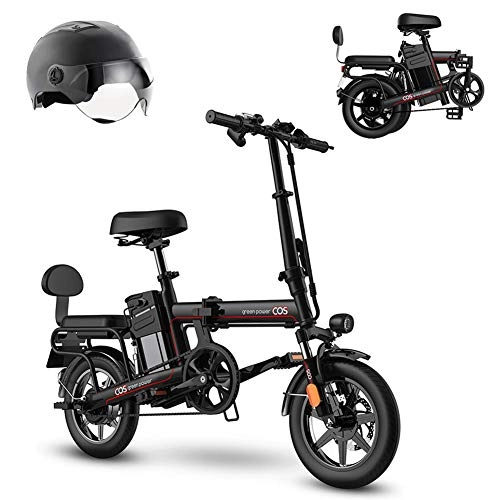 Electric Bike : L-LIPENG Folding Electric bike dual disc Brakes 350w Motor 48v 9.6 Ah Removable Battery and Three Working Modes usb Charging Socket Cruising Range 35km Carrying 150kg, Black, 28ah 120km