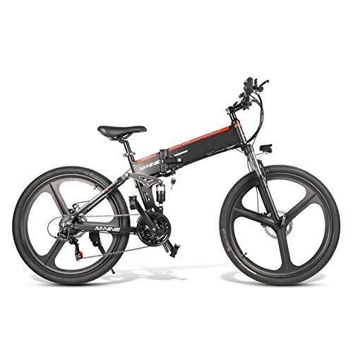 Electric Bike : LaKoos 2 wheel electric bike 26-inch wheels 48V lithium battery folding electric mountain Mobility assistance bike-black_26