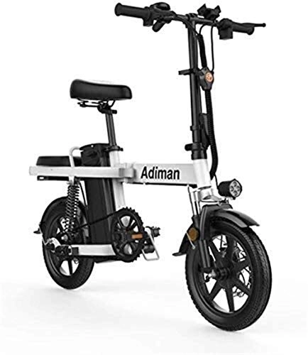 Electric Bike : Lamyanran Fast Electric Bikes for Adults 14 Inch Folding Electric Bike 48v 8ah Lithium Battery Electric Bicycle Light Driving Adult Battery Detachable Aluminum Alloy Commuter E-bike