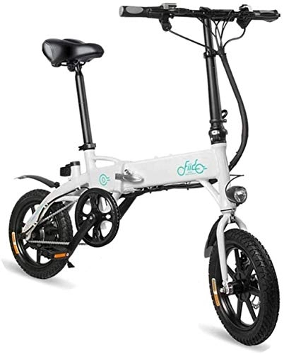 Electric Bike : Lamyanran Fast Electric Bikes for Adults 250W 36V 10.4Ah Lithium Battery 14 inch Wheels Led Battery Light Silent Motor Portable Lightweight Electric Bike for Adult (Color : White)