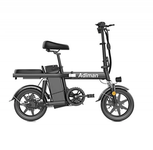 Electric Bike : Lamyanran Fast Electric Bikes for Adults Electric Bicycles 14 Inches Portable Folding High Speed Brushless Motor Three Riding Modes with Removable 48V Lithium-Ion Battery
