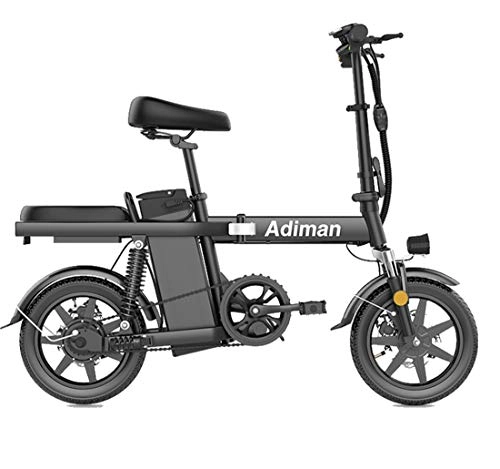 Electric Bike : Lamyanran Fast Electric Bikes for Adults Portable Folding Electric Bicycles 14 Inches Electric Bicycles, High Speed Brushless Motor, Three Riding Modes, with Removable 48V Lithium-Ion Battery