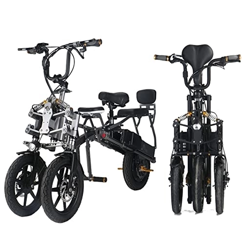 Electric Bike : LANGTAOSHA Electric Tricycle for Adults, 45 MI Long Range, 440 Lbs, 3 Speed Folding Electric Trikes, 500W 48V 15.6Ah Li-Ion Battery, 3 Seats 3 Wheel Electric Bikes with 3 Brake Shock Designs