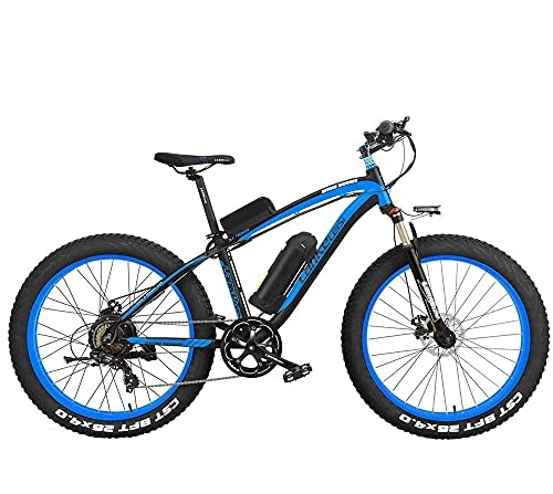 Electric Bike : LANKELEISI XF4000 Electric bicycle, adult electric bicycle with 1000W brushless motor, 26”Fat tire electric bicycle, 48V 16AH Removable lithium battery with anti-theft device (Blue, No+Spare Battery)