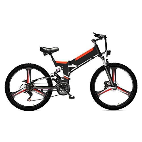 Electric Bike : LAOHETLH 24-inches Folding Electric Mountain Bike Full Suspension 21 Speed Electric Bicycle 48V 10Ah Lithium-Ion E-Bike Power Supply 350W Motor Aluminum Alloy Adult Bicycle