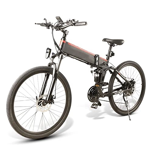 Electric Bike : LDGS ebike 500W Electric Bike for Adults Foldable 20 MPH Mountain Electric Bike 21 Speed 48V 10.4Ah Folding Electric Bicycle (Color : A)