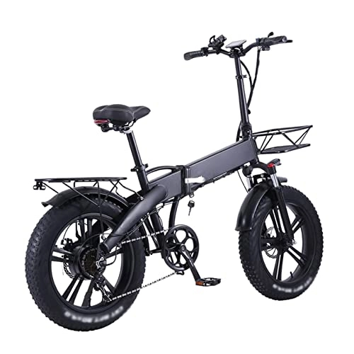 Electric Bike : LDGS ebike 750W Electric Bike Foldable for Adults Lightweight 20 Inch Fat Tire Powerful E Bikes 48V Battery Electric Bicycle (Color : 750W 2 battery)