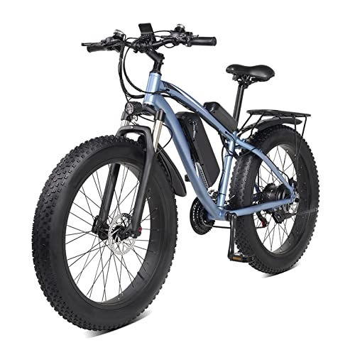 Electric Bike : LDGS ebike Electric Bike 1000W for Adults 26 Inch Fat Tire Electric Bike Aluminum Alloy Outdoor Beach Mountain Bike Snow Bicycle Cycling (Color : Blue)