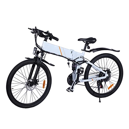 Electric Bike : LDGS ebike Electric Bike, 26 Inch Tire Foldable E-Bike 500W Off-Road Electric Commuting Bicycles 48V 10.4Ah Adult Electric Bike Snow Bicycle (Color : White)
