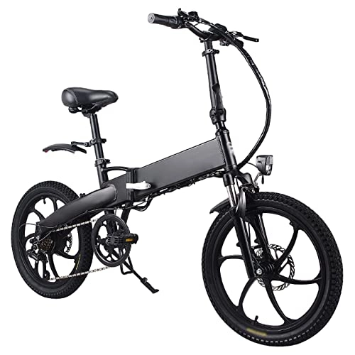 Electric Bike : LDGS ebike Electric Bike Foldable for Adults Aluminum Alloy 20 Inch 48V 10Ah Folding Electric Bicycle With Lithium Hidden Battery for Travel E Bike (Color : Black)