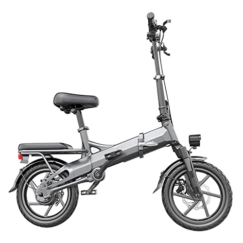 Electric Bike : LDGS ebike Electric Bike for Adults 400W 14 inch Folding Electric Bicycle 15.5 Mph 36V Lithium Battery City E-Bike No Chain Electric Folding Bicycles (Color : Gray)