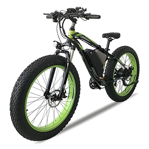 Electric Bike : LDGS ebike Electric Bike for Adults 48v 1000w 26 Inch Fat Tire Ebike Mountain / Snow / Dirt electric Bicycle 25 MPH (Color : Black Green)