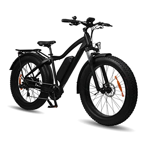 Electric Bike : LDGS ebike Electric Snow Bike 26 inch Tire 48V 750W 624WH Electric Bicycle Fat Tire Adult E bike Powerful E-bike (Color : Matt Black)