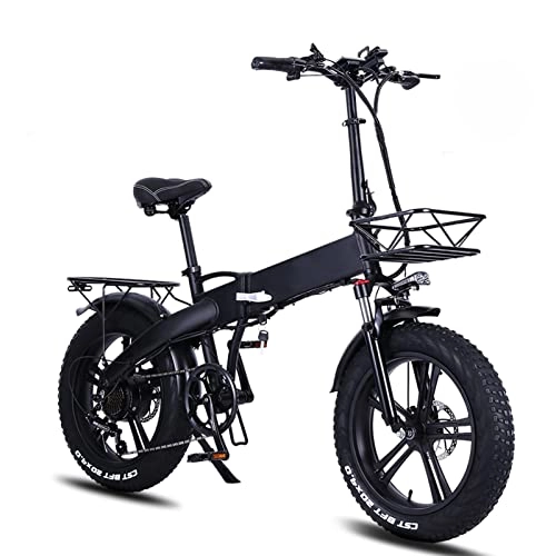Electric Bike : LDGS ebike Foldable Electric Bike for Adults 20 Inch 4.0 Fat Tires Electric Bike 750W Electric Bicycle Electric Folding E Bike (Color : 750w 12.8Ah Oil Brak)
