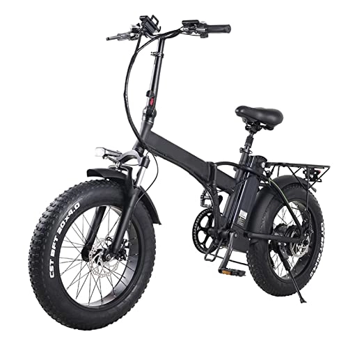 Electric Bike : LDGS ebike Foldable Electric Bike for Adults 20 Inch Fat Tire 48V Lithium Battery Mountain Bikes 500W / 750W Ebike 20 Inch 4.0 Fat Tire Electric Bicycle (Color : Black, Size : 500W)