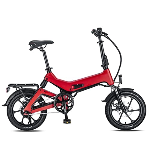 Electric Bike : LDGS ebike Folding Electric Bicycles for Adults 16-Inch Foldable Ultra-Light Lithium Battery Dual Shock Absorber System Electric Bike (Color : E)