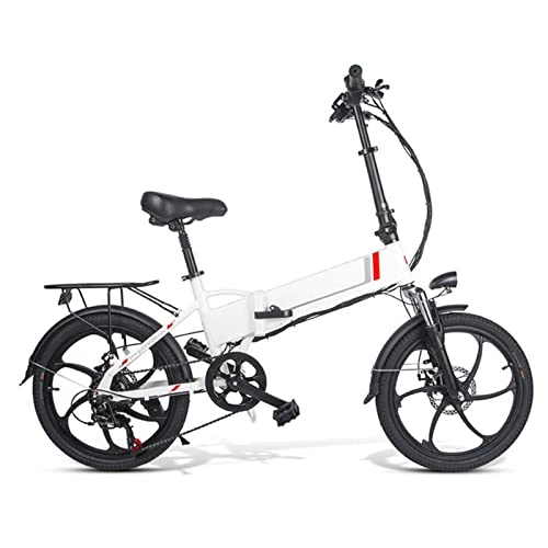 Electric Bike : LDGS ebike Folding Electric Bikes For Adults 21.7 Mph 20 Inch 48V 10.4Ah Aluminum Alloy Folding Electric Bicycle 350W High Speed Brushless Gear Motor 7 Speed Ebike (Color : White)