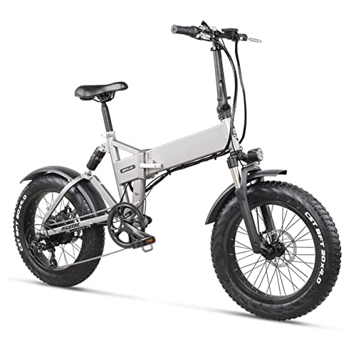 Electric Bike : LDGS ebike Folding Electric Bikes for Adults 500W 20 Inch 4.0 Fat Tire Mountain Bike 48V 12.8Ah battery capacity Electric Bicycle Beach Bike E-Bike for Men Women (Color : Silver)