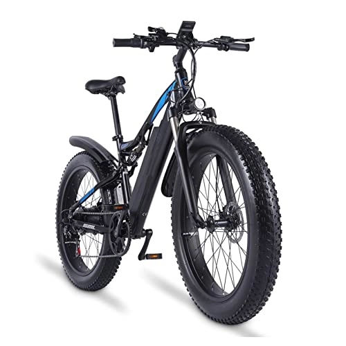Electric Bike : LDGS ebike Men Mountain Bike Snow Bike 1000W 25 Mph Electric Bicycle 26X4.0 Inches Fat Tire EBike 17AH 48V Electric Bike (Color : Black)