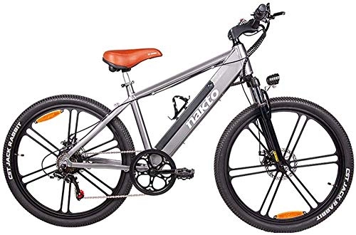 Electric Bike : LEFJDNGB Mountain Bikes City Electric Bicycle 6-speed 26-inch Adult Snow Hybrid Bicycle 80KM Auxiliary Riding Damping Mountain Bike 48V / 10AH (removable Lithium Battery) 350W