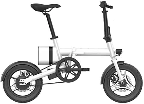 Electric Bike : Leifeng Tower High-speed 14" Electric Bikes for Adult, 250W Aluminum Alloy Ebikes Bicycles All Terrain, 36V / 6Ah Removable Lithium-Ion Battery, Mountain Ebike, Black (Color : White)