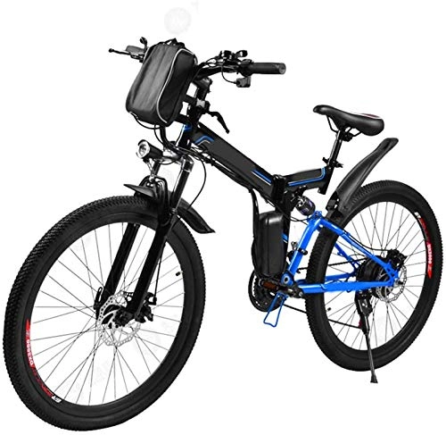 Electric Bike : Leifeng Tower High-speed 21 Electric Folding Mountain Bike with Removable 36v 8ah Lithium-ion Battery 250w Motor Electric Bike E-bike 26 Speed Gear Unisex Shockproof Electric Bike Frame