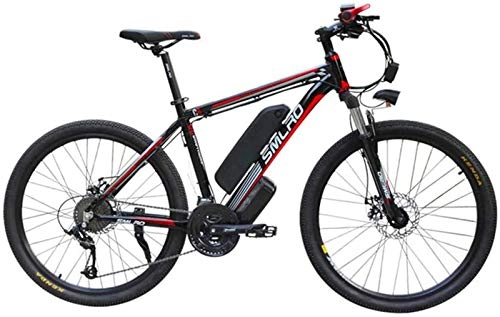 Electric Bike : Leifeng Tower High-speed 26'' Electric Mountain Bike Brushless Gear Motor Large Capacity (48V 350W 10Ah) 35 Miles Range And Dual Disc Brakes Alloy Electric Bicycle (Color : Black Red)