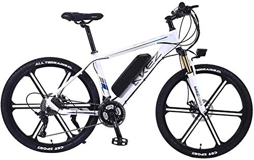 Electric Bike : Leifeng Tower High-speed 26 Inch Electric Bike Electric Mountain Bike 350W Ebike Electric Bicycle, 30Km / H Adults Ebike with Removable Battery, Suitable for All Terrain (Color : White)