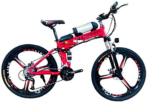 Electric Bike : Leifeng Tower High-speed 36V 350W Electric Mountain Bike 26'' Fat Tire Shock E-Bike 21 / 27 Speeds 10AH Lithium-Ion Battery Double Disc Brakes LED Light (Color : Red, Size : 21 speed)