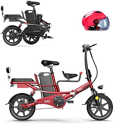 Electric Bike : Leifeng Tower High-speed 400W Folding Electric Bike for Adults, 14" Electric Bicycle / Commute Ebike, Removable Lithium Battery (Color : Red, Size : 11AH)