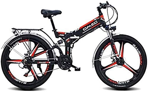 Electric Bike : Leifeng Tower High-speed 48V10ah Electric Mountain Bikes for Adults, Foldable MTB Ebikes for Men Women Ladies, with Removable Large Capacity Lithium-Ion Battery (Color : Red, Size : 24 inches)