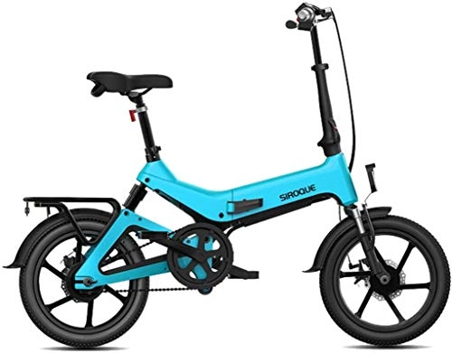 Electric Bike : Leifeng Tower High-speed Electric Bike, Foldable Bike With 250W Brushless Motor, App Support, 16 Inch Wheel Max Speed 25 Km / h E-Bike For Adults And Commuters (Color : Blue)
