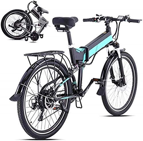 Electric Bike : Leifeng Tower High-speed Electric Mountain Bike with 500W Brushless Motor, 48V12.8AH Lithium Battery And 26Inch Fat Tire (Color : Green)