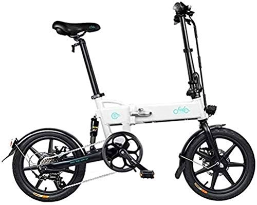 Electric Bike : Leifeng Tower High-speed Fast Electric Bikes for Adults 16-inch Tires Folding Electric Bike 250W Motor 6 Speeds Shift Electric Bike for Adults City Commuting (Color : White)