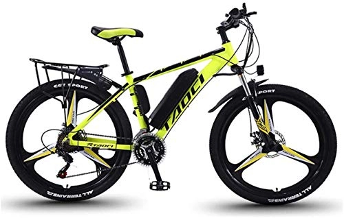 Electric Bike : Leifeng Tower High-speed Fat Tire Electric Mountain Bike for Adults, Lightweight Magnesium Alloy Ebikes Bicycles All Terrain 350W 36V 8AH Commute Ebike for Mens, 26 Inch Wheels (Color : Yellow)