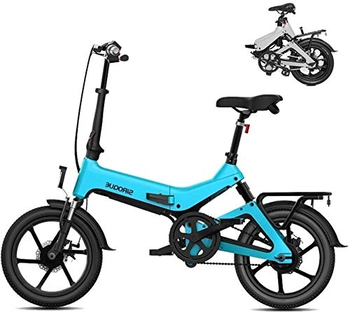 Electric Bike : Leifeng Tower High-speed Folding Electric Bike For Adults, 16" Electric Bicycle / Commute Ebike With 250W Motor, Removable 36V 7.8Ah Waterproof Lithium Battery (Color : Blue)