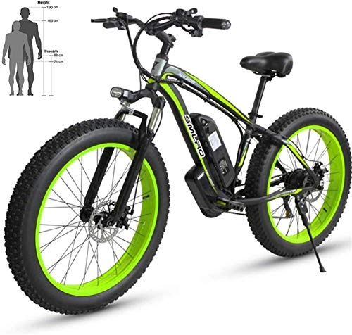 Electric Bike : Leifeng Tower High-speed Mens Upgraded Electric Mountain Bike 26'' Electric Bicycle with Removable 36V10AH / 48V15AH Battery 27 Speed Shifter Mountain Ebike (Color : Black green, Size : 48V15AH)