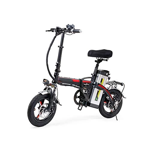 Electric Bike : LIU 400W Folding Electric Bicycle, Collapsible Lightweight Aluminum E-Bike Built-in 48V 20AH Lithium-Ion Battery, APP Speed Setting and Handlebar Display, Black