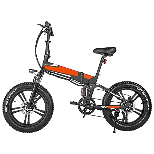 Electric Bike : Liu Adult Electric Bike Foldable 20 Inch 4.0 Fat Tires Ebike 500W / 750W Powerful Motor Electric Bicycle Mountain Beach Snow Bike (Color : 750W Red)