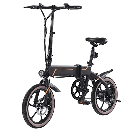 Electric Bike : Liu Electric Bike Foldable for Adults Lightweight Electric Bicycle 350W 14 Inch 36V 10.4Ah 50km Range Folding Electric Bike (Color : Black)