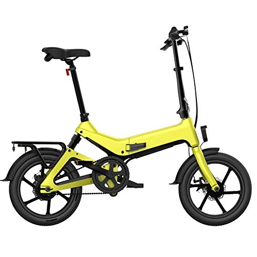 Electric Bike : LLC-POWER Foldable Electric Bike with 16In Super Lightweight Magnesium Alloy, 350W High Speed Brushless Motor, 36V7.5AH Lithium-Ion Battery, LCD Meter, 25Km / H Speed, Yellow