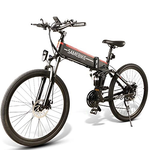 Electric Bike : LOKE Electric Bike 26" Electric Foldable Bike Folding Ebike With Lithium-Ion Battery, Black